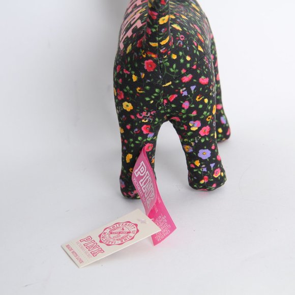 Victoria's Secret - PINK - Black Floral PEACE Collectible Plush Puppy - Picture 7 of 11